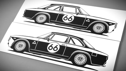 alfa romeo giulia gta tourenwagen aufkleber sticker silhouette seitenansicht links und rechts