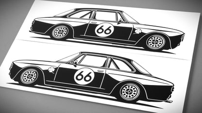 alfa romeo giulia gtam tourenwagen aufkleber sticker silhouette seitenansicht links und rechts