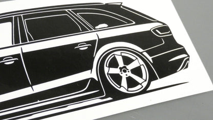 audi a4 b8 avant facelift rotor felgen aufkleber sticker silhouette detailansicht heck