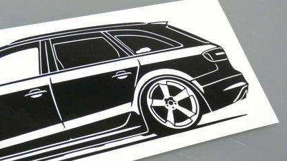 audi a4 b8 avant rotor felgen aufkleber sticker silhouette detailansicht heck