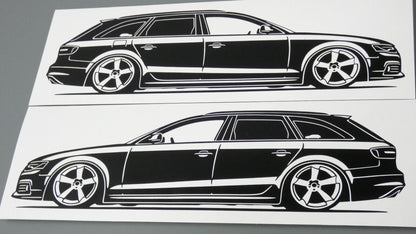 audi a4 b8 avant rotor felgen aufkleber sticker silhouette fahrzeugseitenansicht links und rechts