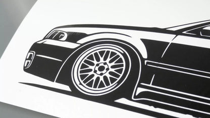 audi a4 s4 b5 limousine bbs lm felgen aufkleber sticker silhouette detailansicht front