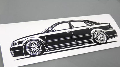 audi a4 s4 b5 limousine bbs lm felgen aufkleber sticker silhouette fahrzeugansicht links