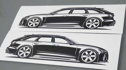 audi rs6 c8 avant aufkleber sticker silhouette fahrzeugseitenansicht links und rechts