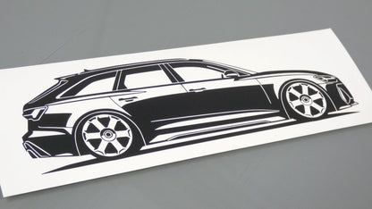 audi rs6 c8 avant aufkleber sticker silhouette fahrzeugseitenansicht rechts