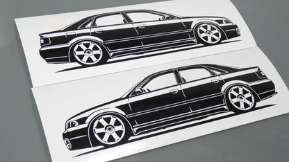 audi a4 s4 b5 limousine rotiform felgen aufkleber sticker silhouette fahrzeugansicht links und rechts