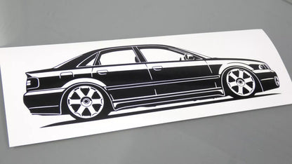 audi a4 s4 b5 limousine rotiform felgen aufkleber sticker silhouette fahrzeugansicht rechts