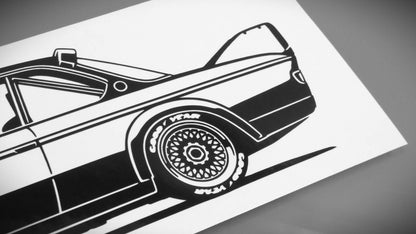 BMW E9 3.0 CSL Tourenwagen Aufkleber Sticker Silhouette Detailansicht Heck