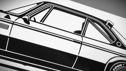 BMW E9 3.0 CSL Tourenwagen Aufkleber Sticker Silhouette Detailansicht