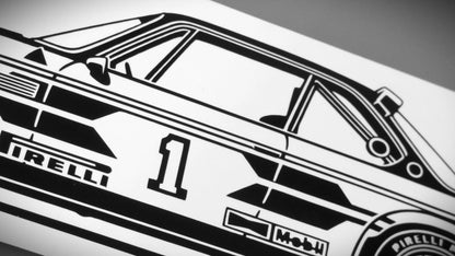 BMW E9 3.0 CSL Tourenwagen Team Itala Aufkleber Sticker Silhouette Detailansicht 