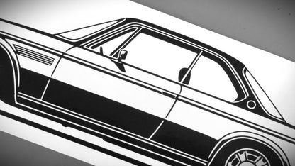 BMW E9 3.0 CS Aufkleber Sticker Silhouette Detailansicht