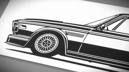 BMW E9 3.0 CSL Aufkleber Sticker Silhouette Detailansicht Front