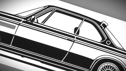 BMW E9 3.0 CSL Aufkleber Sticker Silhouette Detailansicht 