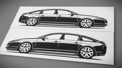 Citroen C6 Serie 1 Aufkleber Sticker Silhouette Fahrzeugseitenansicht Links und Rechts