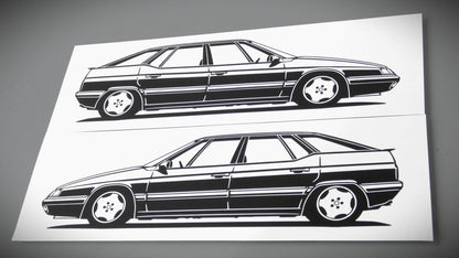 Citroen XM Y4 Etoile Felge Aufkleber Sticker Silhouette Seitenansicht Rechts und Links