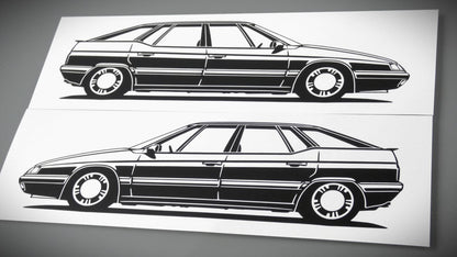 Citroen XM Y4 Italia Felge Aufkleber Sticker Silhouette Fahrzeugansicht Links und Rechts