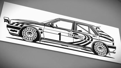 Lancia Delta HF Integrale 16V Gruppe A Aufkleber Sticker Silhouette Fahrzeugansicht Links