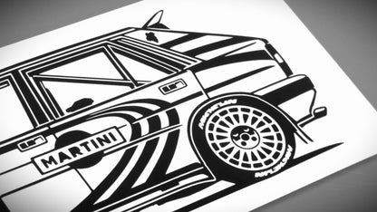 Lancia Delta HF Integrale 16V Gruppe A Aufkleber Sticker Silhouette Detailansicht Heck
