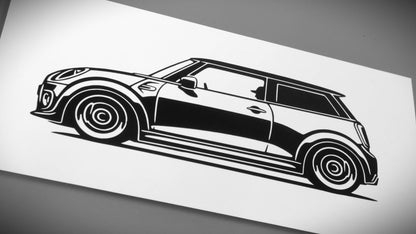 Mini Cooper S  Frontscheibenaufkleber Sticker Silhouette Fahrzeugseitenansicht Links