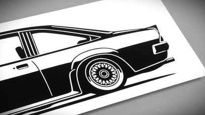 Opel Manta B GTE GSi BBS Aufkleber Sticker Silhouette Detailansicht Heck