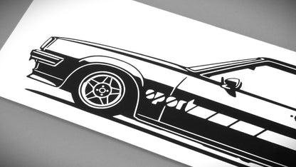 Opel Manta B GTE Sport Aufkleber Sticker Silhouette Detailansicht Front