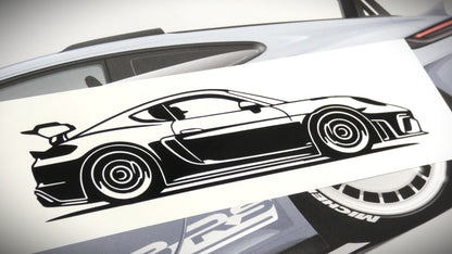 Porsche 718 Cayman GT4 RS  Frontscheibenaufkleber Sticker Silhouette Fahrzeugseitenansicht Rechts