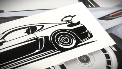 Porsche 718 Cayman GT4 RS  Frontscheibenaufkleber Sticker Silhouette Detailansicht Heck