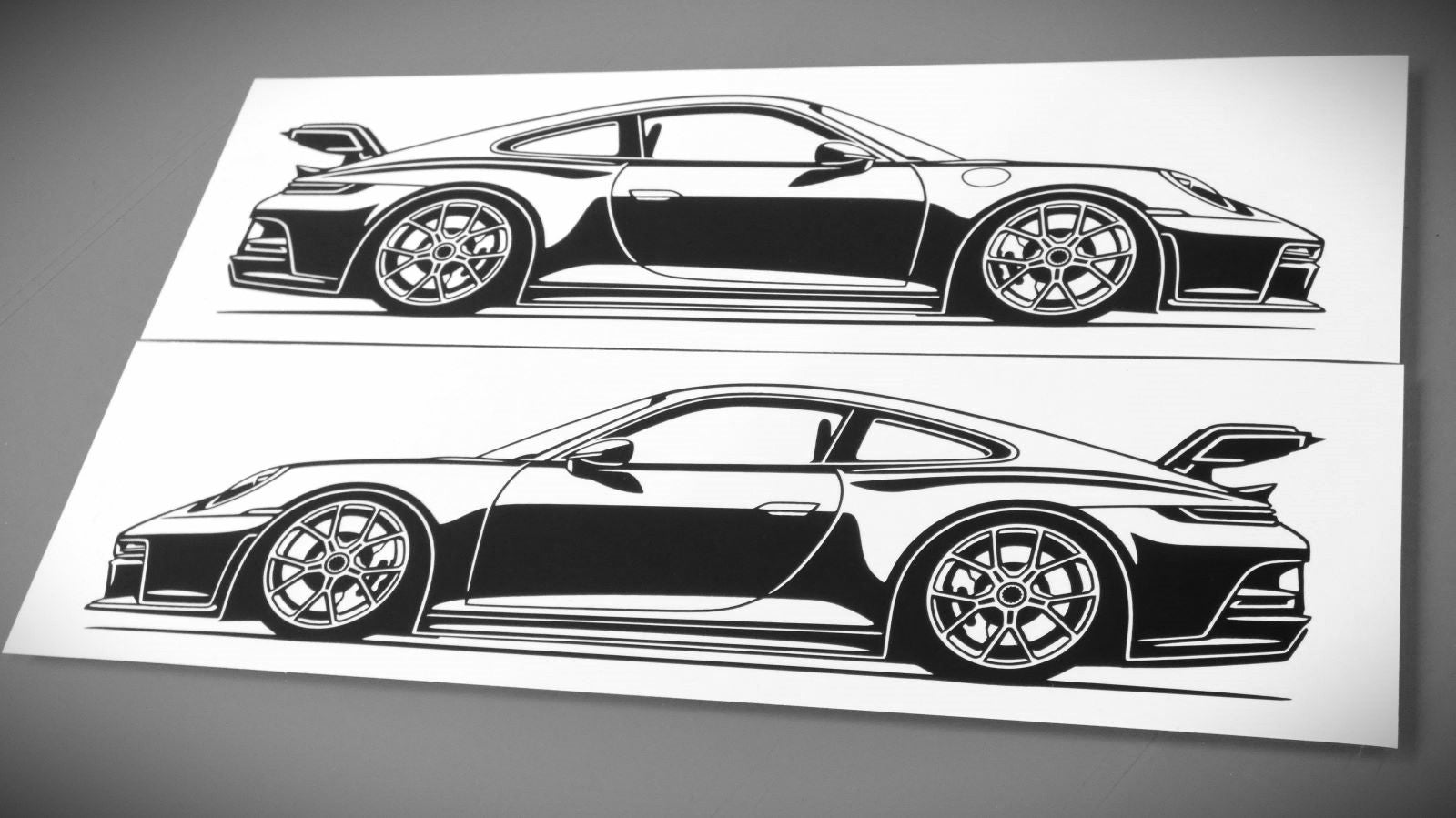 Porsche 911 992 GT3 Aufkleber Sticker Silhouette Fahrzeugseitenansicht Links und Rechts