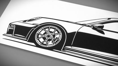 Porsche 911 992 GT3 Touring Aufkleber Sticker Silhouette Detailansicht Front