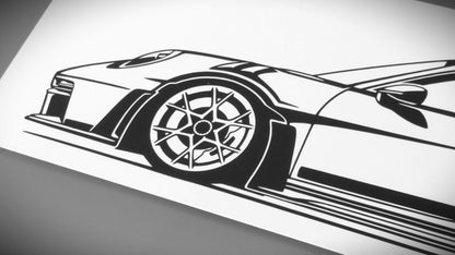 Porsche 911 992 GT3 RS Aufkleber Sticker Silhouette Detailansicht Front