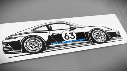 Porsche 911 992 ST mit Dekor Aufkleber Sticker Silhouette Fahrzeugansicht Rechts