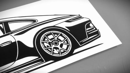 Porsche 911 992 ST Aufkleber Sticker Silhouette Detailansicht Heck