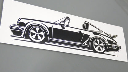 Singer Porsche 930 Turbo Targa Aufkleber Sticker Silhouette Fahrzeugseitenansicht Links