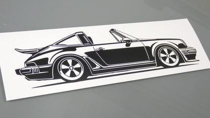 Singer Porsche 930 Turbo Targa Aufkleber Sticker Silhouette Fahrzeugseitenansicht Rechts
