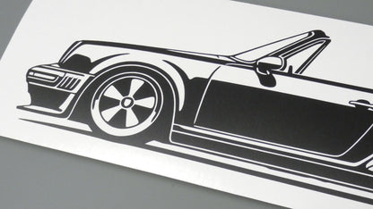 Singer Porsche 930 Turbo Targa Aufkleber Sticker Silhouette Detailansicht Front