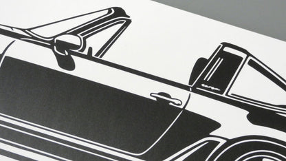 Singer Porsche 930 Turbo Targa Aufkleber Sticker Silhouette Detailansicht
